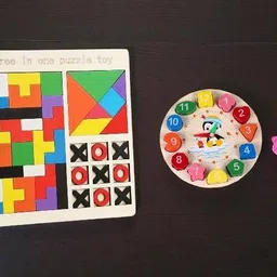 vhd Wooden Puzzle & Clock Toy for Kids | Learn Numbers, Shapes & Logic BB55-picture-17