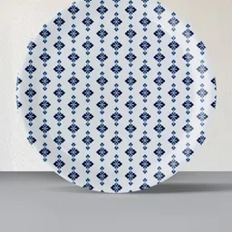 nestroots Blue & White Geometric Printed Metal Wall Plates-picture-19