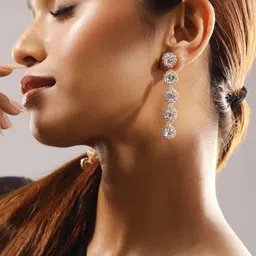 Rubans 18KT Gold-Plated Crystal & Cubic Zirconia Studded Classic Drop Earrings-picture-32