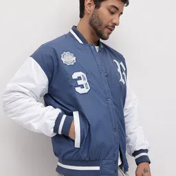 The Roadster Life Co. Men Applique Varsity Jacket-image-2