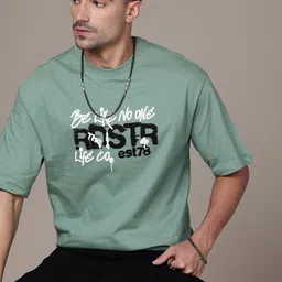 The Roadster Life Co.Brand Logo Drop-Shoulder Sleeves Pure Cotton Relaxed T-shirt-picture-33