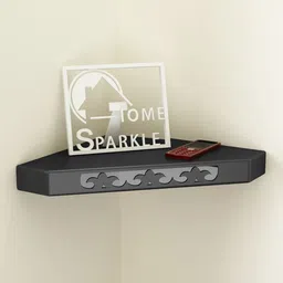 Home Sparkle Black Corner Wall Shelf-image-70