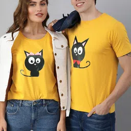 BRATMA Women Mustard Yellow Printed Round Neck Pure Cotton T-shirt-picture-12