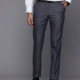 Raymond Men Checked Slim Fit Formal Trousers-picture-32