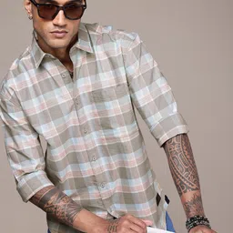The Roadster Life Co. Pure Cotton Checked Drop-Shoulder Sleeves Relaxed Fit Casual Shirt-image-23