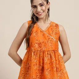Shae by SASSAFRAS Orange Floral Print Peplum Top-image-50