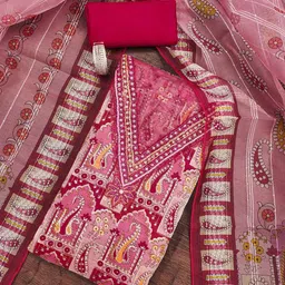 MANVAA Embellished Organza Unstitched Dress Material-image-37