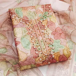 MANVAA Embellished Organza Unstitched Dress Material-picture-33