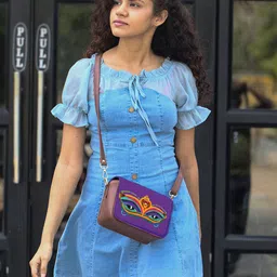 Kalankit Graphic Printed Structured Sling Bag image 3