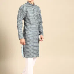 MANQ Men Ethnic Motifs Printed Regular Kurta with Pyjamas image 4