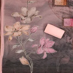 MANVAA Embellished Organza Unstitched Dress Material image 2