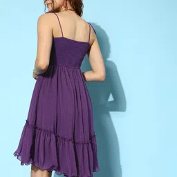 Antheaa Self Design Ruffled Chiffon Fit & Flare Dress image 3