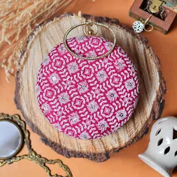 ARTKLIM Pink Embroidered Box Clutch-picture-26