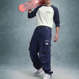 The Roadster Lifestyle Co. Typography Print Raglan Sleeves Relaxed Fit T-shirt image 3