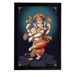 eCraftIndia Blue & Yellow Lord Ganesha Satin Matt Textured UV Wall Art image 3