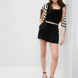 GAP Black Cotton Solid Shorts image 5