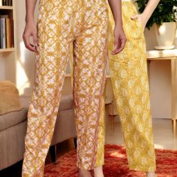 Kryptic Mustard & Dark Yellow Cotton Relaxed Fit Printed Lounge Pants - Pack of 2-picture-45