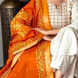 QUNEY Women Ethnic Motifs Embroidered Regular Thread Work Kurta with Trousers & With Dupatta image 5