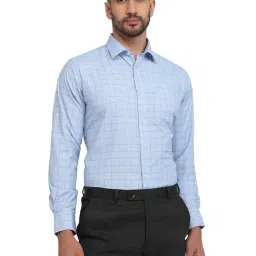 Park Avenue Blue Regular Fit Checkered Formal Shirt-picture-36
