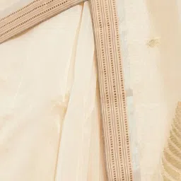 Fabindia Off-White Cotton Silk Woven Saree image 5