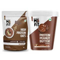 MuscleBlaze High Protein Peanut Butter & High Protein Oats 1kg Dark Chocolate Combo-picture-6