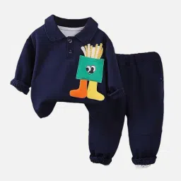 Little Surprise Box Boys Blue Embroidery Full Sleeves Tracksuit Set-picture-22
