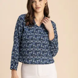 Moomaya Navy & White Printed Top-picture-18