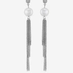 Kushal's Fashion Jewellery Rhodium-Plated Zircon Studded Classic Drop Earrings-image-97