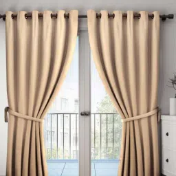 BIANCA Satin Curtain- Blocks 99% Sunlight & Reduces Noise [Eyelet Pattern]-2pc 9 Feet-plain-dk.gold-picture-11