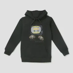 Gini & Jony Kids Green Cotton Printed Hoodie-picture-24