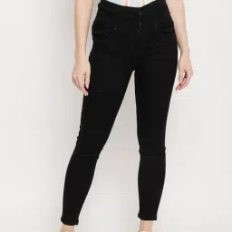 MADAME Black Skinny Fit Lightly Washed Jeans-image-49