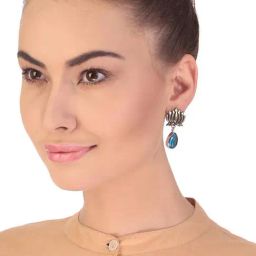 Imli Street Blue & Golden Drop Earrings-picture-8