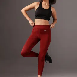 Clovia Maroon Slim Fit Tights image 5