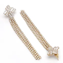 Karatcart Gold Plated Cubic Zirconia Long Drop Earrings image 5