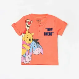 Juniors by Lifestyle Peach Cotton Printed T-Shirt-image-78