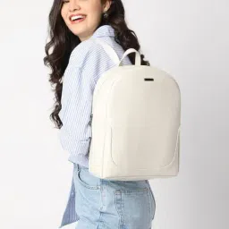Fastrack Off White Textured Medium Backpack-image-91