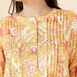 Akkriti by Pantaloons Yellow Cotton Printed 3/4th sleeve Kurti image 5