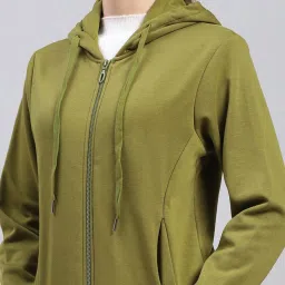 Monte Carlo Green Polyester Blend Solid Full Sleeve Sweatshirt image 5