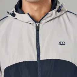 Ajile By Pantaloons Navy Regular Fit Colour Block Hooded Jacket image 5