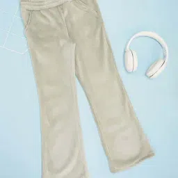 Pantaloons Junior Girls Sage Green Solid Trousers & Pants-picture-11