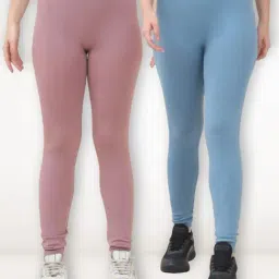 Gracit Purple & Sky Blue Solid Tights (Pack of 2)-picture-40