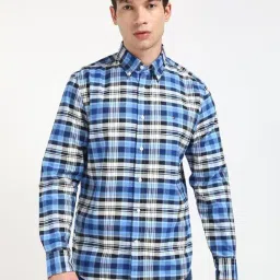Tommy Hilfiger Wedge Blue Cotton Regular Fit Checks Shirt-picture-10