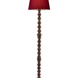 Homesake Classic Sphere Ball Red & Brown Wooden Floor Lamp with Shade - Set of 1 image 2