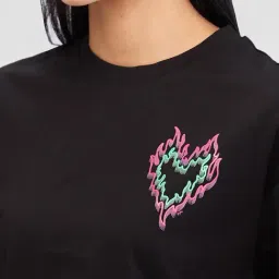 Spykar Black Printed Oversized T-Shirt image 5