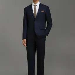 Louis Philippe Navy Slim Fit Self Pattern Two Piece Suit image 5