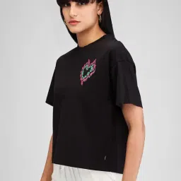 Spykar Black Printed Oversized T-Shirt image 3