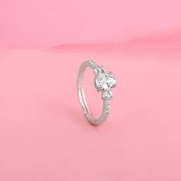 GIVA 92.5 Sterling Silver Winged Oval Adjustable Ring for Womens and Girls-image-78