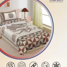 Living Roots Green 180 TC Cotton Single Bedsheet with 1 Pillow Cover image 4