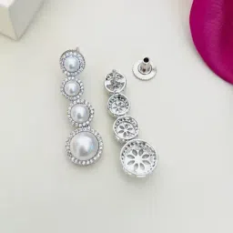 Abdesigns Silver American Diamond Statement Necklace & Earring Set image 4