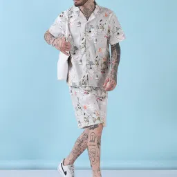 SHOWOFFFF Grey Relaxed Fit Printed Co-Ord Set image 5